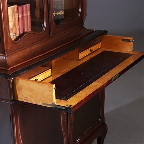 Grote foto hollands mahonie bonheur du jour gesigneerd horrix ca 1870 no.203011 antiek en kunst stoelen en banken