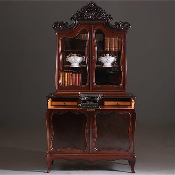 Grote foto hollands mahonie bonheur du jour gesigneerd horrix ca 1870 no.203011 antiek en kunst stoelen en banken