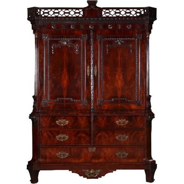 Grote foto imposante garderobe kast met lange deuren waarachter roede en haken hollands mahonie ca. 1790 no.68 antiek en kunst stoelen en banken