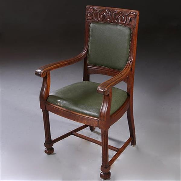 Grote foto art nouveau bureau met brons beslag en armstoel incl stof en leer naar wens no. 211115 antiek en kunst stoelen en banken