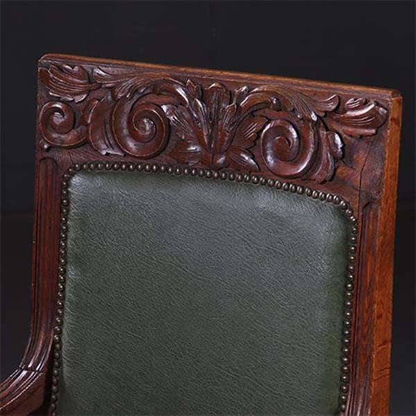 Grote foto art nouveau bureau met brons beslag en armstoel incl stof en leer naar wens no. 211115 antiek en kunst stoelen en banken