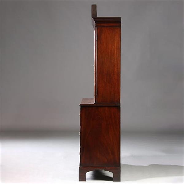 Grote foto boekenkast met bureau of buro bookcase ca 1825 met timpaan donker mahonie no.211760 antiek en kunst overige in antiek gebruiksvoorwerpen