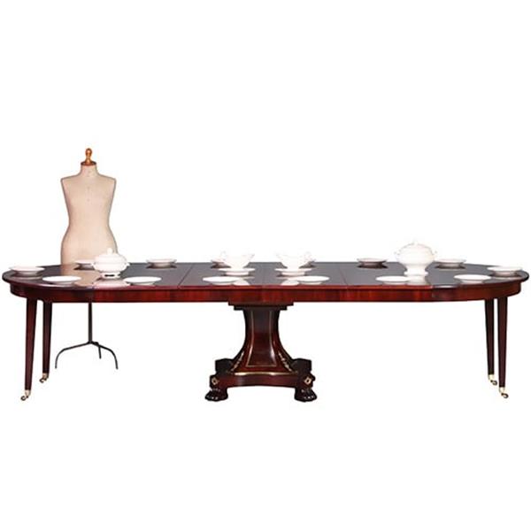 Grote foto empire coulissetafel ca 1810 in mahonie met bloemmahonie op sluierpoot met veel brons beslag no.96 antiek en kunst stoelen en banken