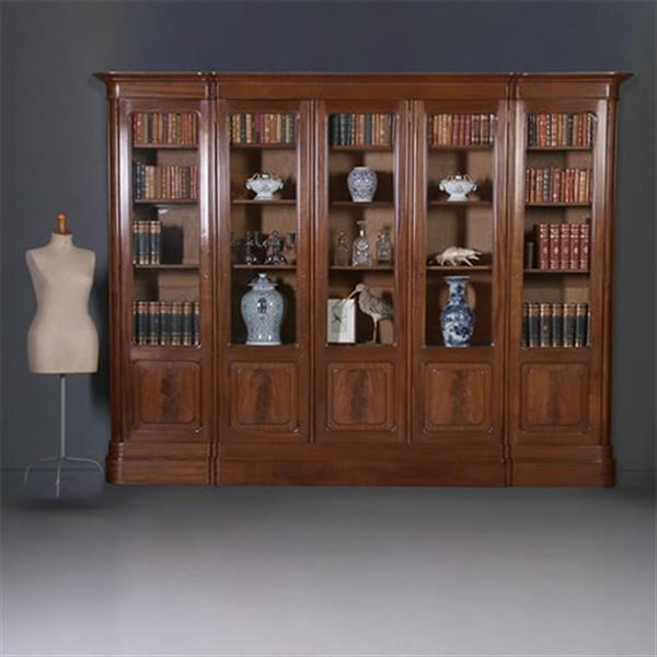 Grote foto allemachtig grote bibliotheekkast met 5 deuren ruim 3 meter breed ca 1925 no.212810 antiek en kunst stoelen en banken