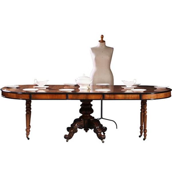 Grote foto lange eetkamertafel wortelnoten willem iii ca 1875 permanente lengte no.212825 antiek en kunst stoelen en banken