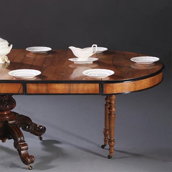 Grote foto lange eetkamertafel wortelnoten willem iii ca 1875 permanente lengte no.212825 antiek en kunst stoelen en banken