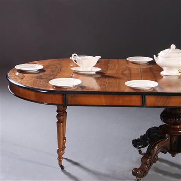 Grote foto lange eetkamertafel wortelnoten willem iii ca 1875 permanente lengte no.212825 antiek en kunst stoelen en banken