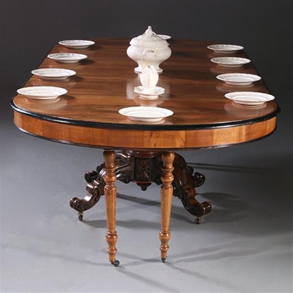 Grote foto lange eetkamertafel wortelnoten willem iii ca 1875 permanente lengte no.212825 antiek en kunst stoelen en banken