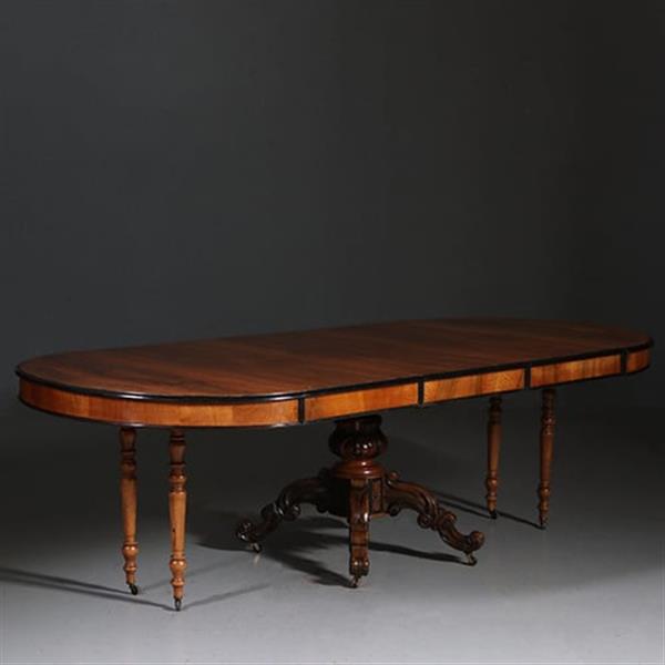 Grote foto lange eetkamertafel wortelnoten willem iii ca 1875 permanente lengte no.212825 antiek en kunst stoelen en banken