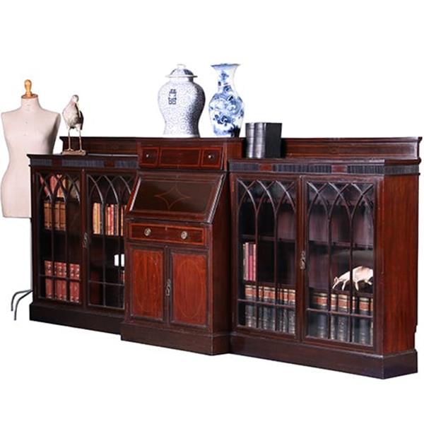 Grote foto een bijna 3 m. lange lage boekenkast met secretaire 1910 maple co no.222140 antiek en kunst overige in antiek gebruiksvoorwerpen