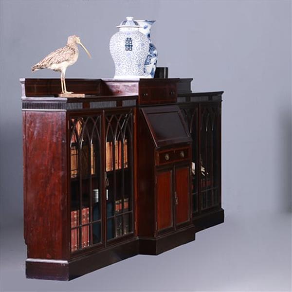 Grote foto een bijna 3 m. lange lage boekenkast met secretaire 1910 maple co no.222140 antiek en kunst overige in antiek gebruiksvoorwerpen