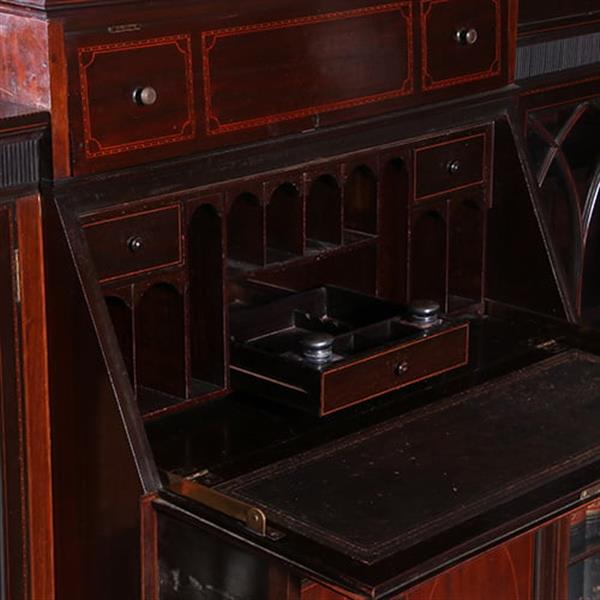 Grote foto een bijna 3 m. lange lage boekenkast met secretaire 1910 maple co no.222140 antiek en kunst overige in antiek gebruiksvoorwerpen