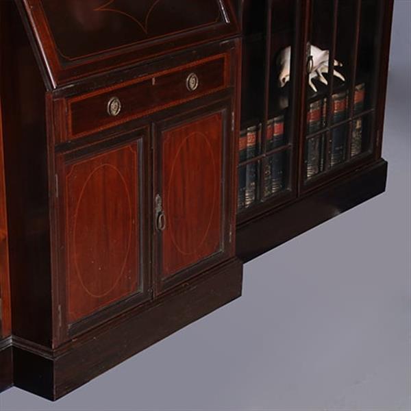 Grote foto een bijna 3 m. lange lage boekenkast met secretaire 1910 maple co no.222140 antiek en kunst overige in antiek gebruiksvoorwerpen