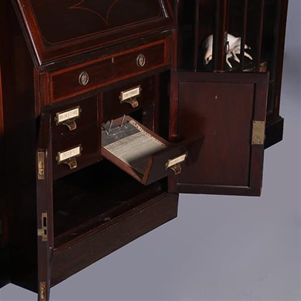 Grote foto een bijna 3 m. lange lage boekenkast met secretaire 1910 maple co no.222140 antiek en kunst overige in antiek gebruiksvoorwerpen