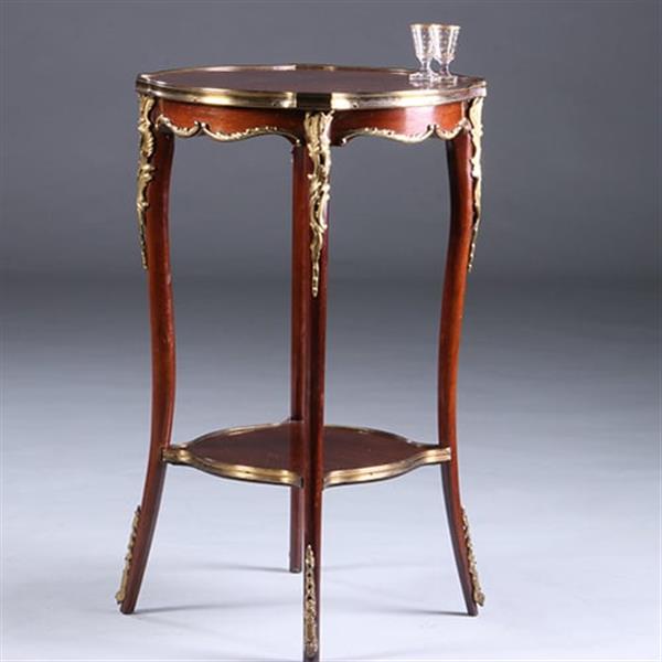 Grote foto franse lampetafel gueridon ca 1900 met geschulpt blad in mahonie met brons no.222155 antiek en kunst stoelen en banken