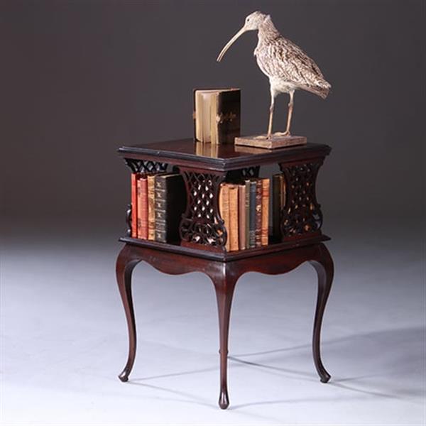 Grote foto kleine vierkante boekenmolen laat victoriaans ca 1890 met ajour gezaagde paneeltjes no.222150 antiek en kunst stoelen en banken
