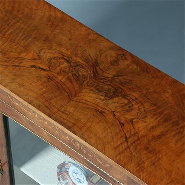 Grote foto credenza vitrine met 3 beglaasde deuren ca 1870 notenhouten fraaie nerf no.230220 antiek en kunst stoelen en banken
