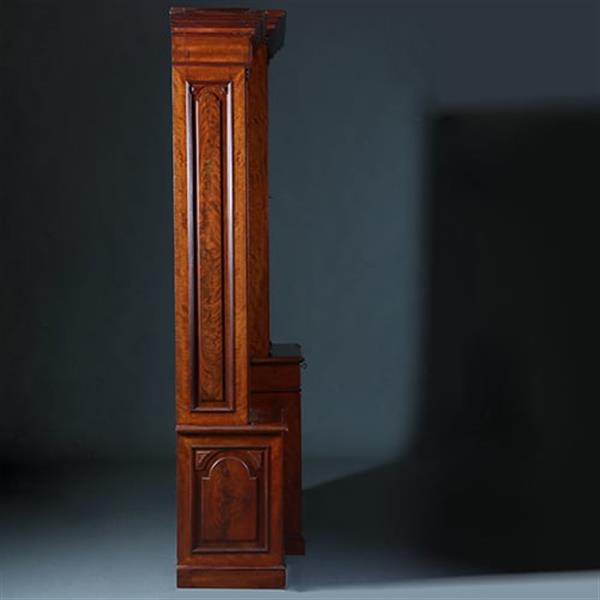 Grote foto bibliotheekkast 2 60 m hoog met 6 deuren en dubbel break front ca. 1880 facet geslepen glas no.222 antiek en kunst stoelen en banken