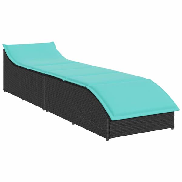 Grote foto vidaxl ligstoel inklapbaar met kussen opbergruimte poly rattan zwart tuin en terras tuinmeubelen