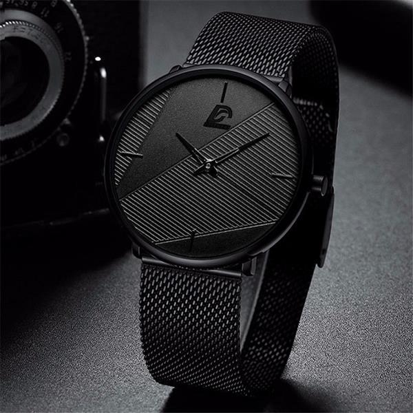 Grote foto minimalistisch horloge voor heren mode ultradun eenvoudig zakelijk kwartshorloge kleding dames horloges