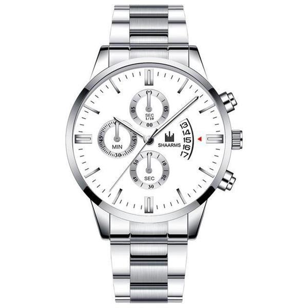 Grote foto luxe zakelijk horloge voor heren quartz roestvrijstalen band datumkalender met 3 subdials kleding dames horloges