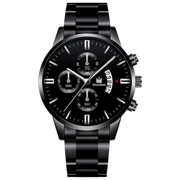 Grote foto luxe zakelijk horloge voor heren quartz roestvrijstalen band datumkalender met 3 subdials kleding dames horloges