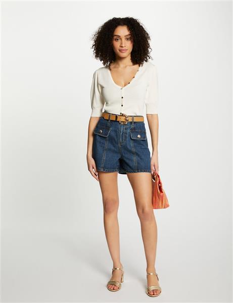 Grote foto jumper v neck short sleeves 242 manihi ivoire kleding dames overige kledingstukken