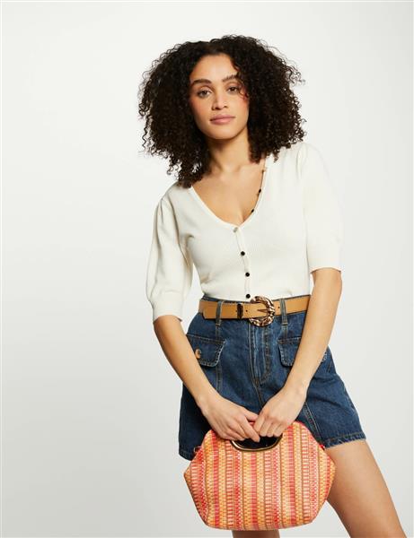 Grote foto jumper v neck short sleeves 242 manihi ivoire kleding dames overige kledingstukken