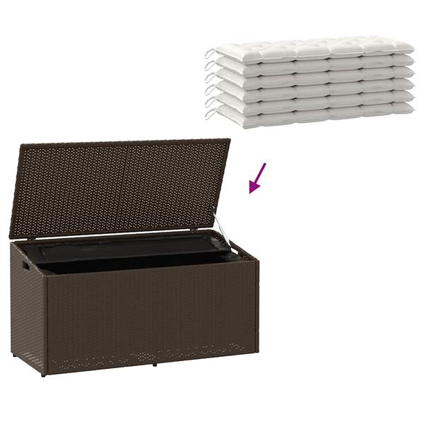 Grote foto vidaxl tuinbox 110x50x58 cm poly rattan bruin tuin en terras overige tuin en terras