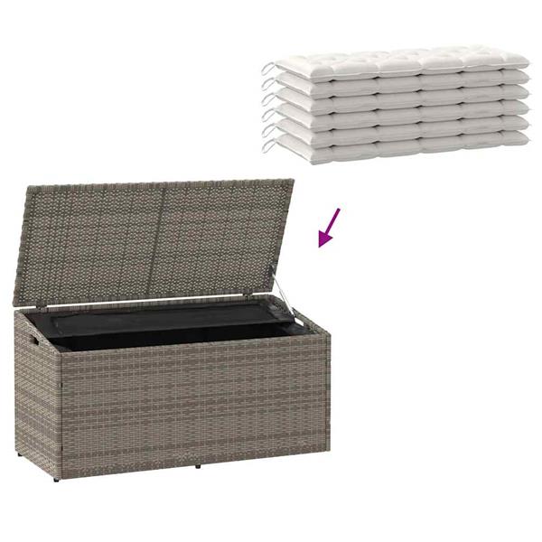 Grote foto vidaxl tuinbox 110x50x58 cm poly rattan grijs tuin en terras overige tuin en terras