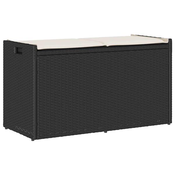 Grote foto vidaxl opbergbank met kussen voor buiten 100 cm poly rattan zwart tuin en terras tuinmeubelen