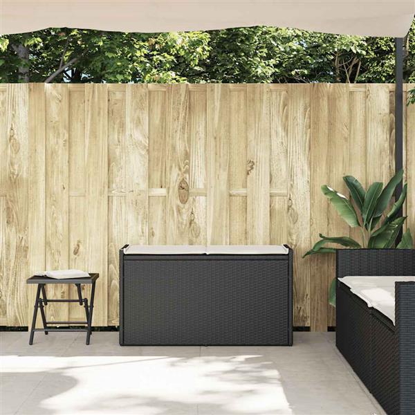 Grote foto vidaxl opbergbank met kussen voor buiten 100 cm poly rattan zwart tuin en terras tuinmeubelen