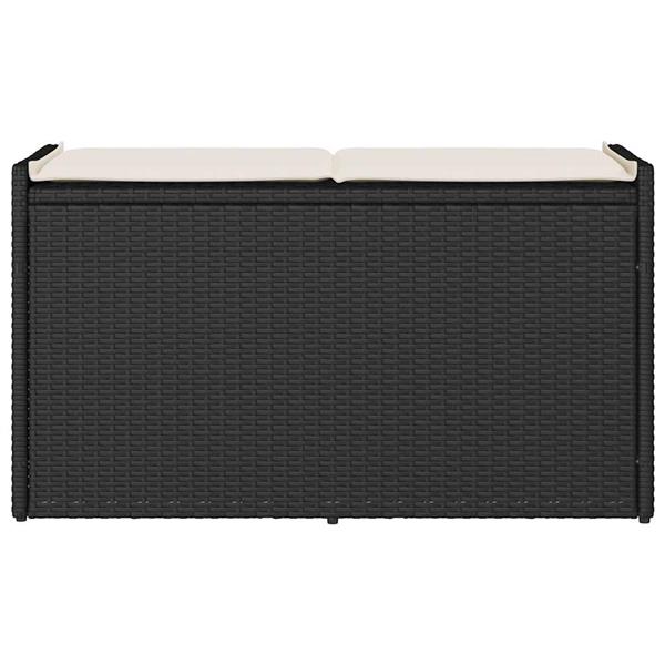 Grote foto vidaxl opbergbank met kussen voor buiten 100 cm poly rattan zwart tuin en terras tuinmeubelen