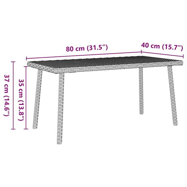 Grote foto vidaxl tuin salontafel rechthoekig 80x40x37 cm poly rattan lichtgrijs tuin en terras tuinmeubelen