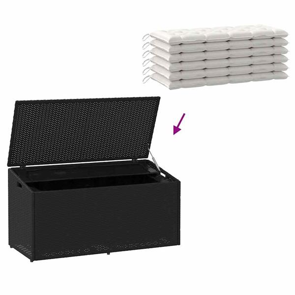 Grote foto vidaxl tuinbox 110x50x58 cm poly rattan zwart tuin en terras overige tuin en terras