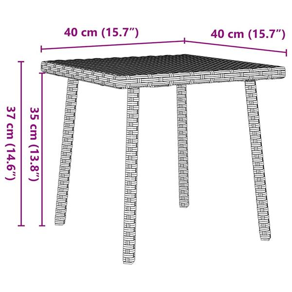 Grote foto vidaxl tuin salontafel rechthoekig 40x40x37 cm poly rattan lichtgrijs tuin en terras tuinmeubelen