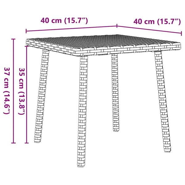 Grote foto vidaxl tuin salontafel rechthoekig 40x40x37 cm poly rattan zwart tuin en terras tuinmeubelen