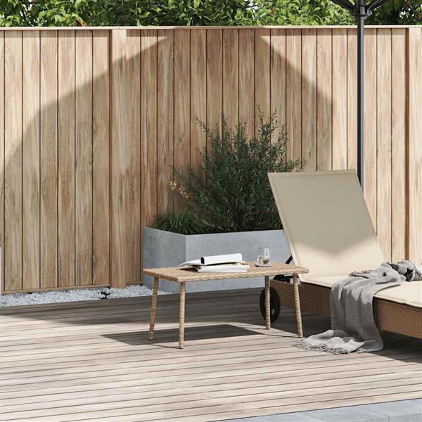 Grote foto vidaxl tuin salontafel rechthoekig 80x40x37 cm poly rattan beige tuin en terras tuinmeubelen