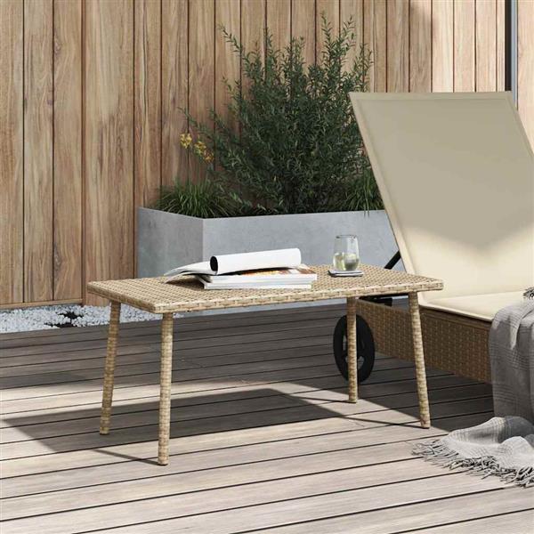 Grote foto vidaxl tuin salontafel rechthoekig 80x40x37 cm poly rattan beige tuin en terras tuinmeubelen