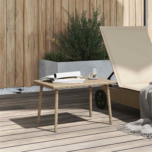 Grote foto vidaxl tuin salontafel rechthoekig 60x40x37 cm poly rattan beige tuin en terras tuinmeubelen