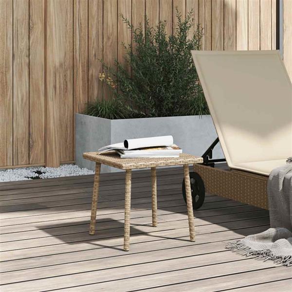 Grote foto vidaxl tuin salontafel rechthoekig 40x40x37 cm poly rattan beige tuin en terras tuinmeubelen