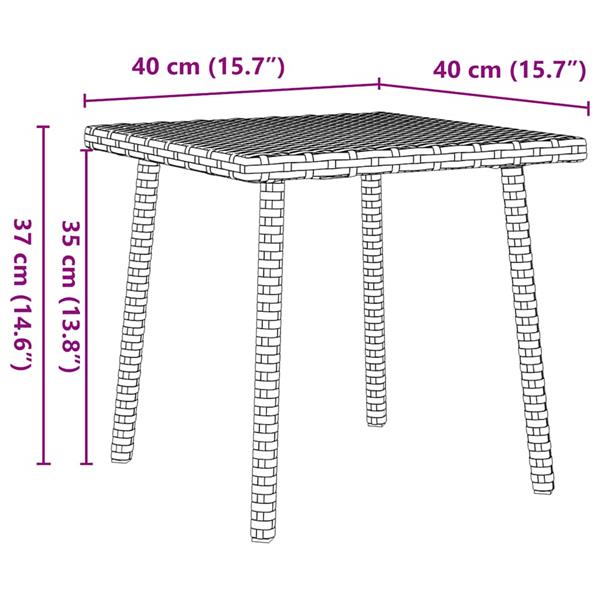 Grote foto vidaxl tuin salontafel rechthoekig 40x40x37 cm poly rattan grijs tuin en terras tuinmeubelen