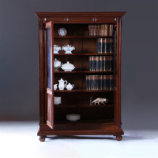Grote foto boekenkast servieskast mahonie ca 1875 met 6 schappen no.230205 antiek en kunst stoelen en banken