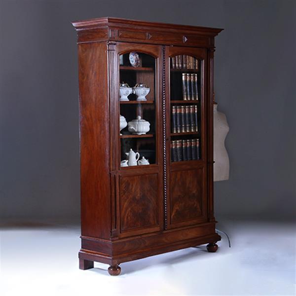 Grote foto boekenkast servieskast mahonie ca 1875 met 6 schappen no.230205 antiek en kunst stoelen en banken