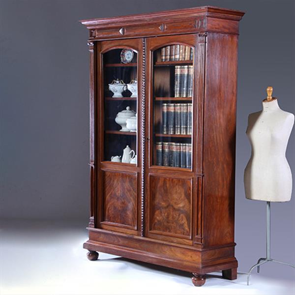 Grote foto boekenkast servieskast mahonie ca 1875 met 6 schappen no.230205 antiek en kunst stoelen en banken