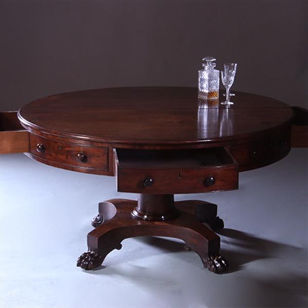 Grote foto drumtabel met massief mahonie blad 4 laden en 4 schijnladen ca 1815 no.230215 antiek en kunst overige in antiek gebruiksvoorwerpen
