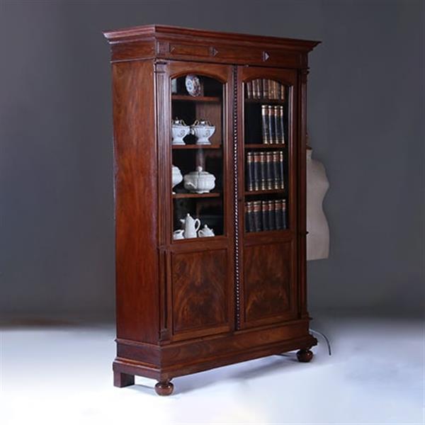 Grote foto boekenkast servieskast mahonie ca 1875 met 6 schappen no.230205 antiek en kunst stoelen en banken