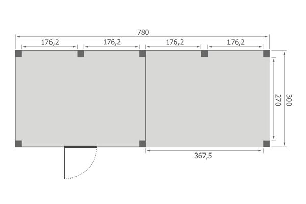 Grote foto overkapping base serie 4 douglas 800 x 300 cm tuin en terras tuinhuisjes en blokhutten