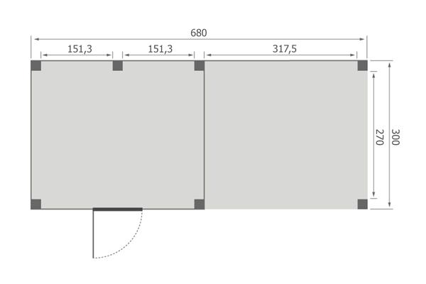 Grote foto overkapping base serie 4 douglas 700 x 300 cm tuin en terras tuinhuisjes en blokhutten
