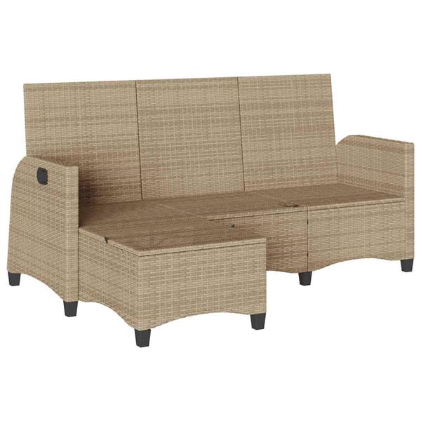 Grote foto vidaxl verstelbare tuinbank met kussens l vormig beige poly rattan tuin en terras tuinmeubelen